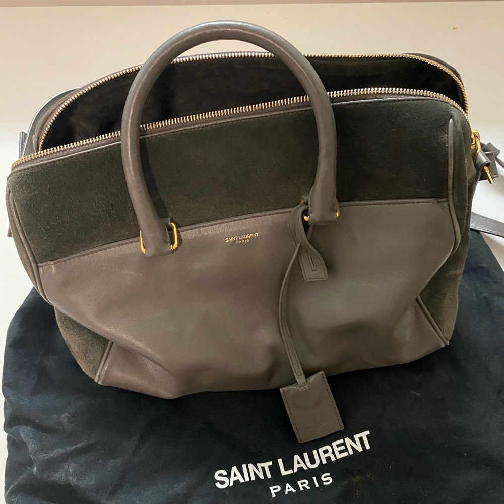 YSL suede grey duffle bag